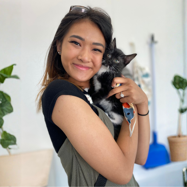 Mary R headshot with cat